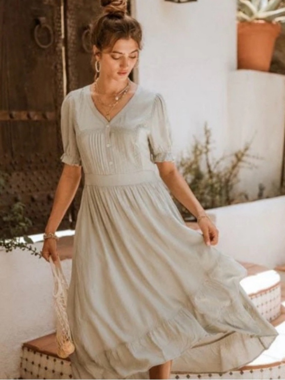 Bohme • Paloma Sage Mint Green Midi Dress